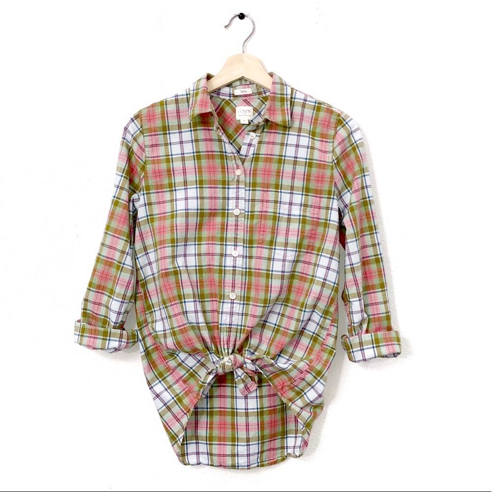 J. Crew Boy Fit Plaid Button Down Shirt